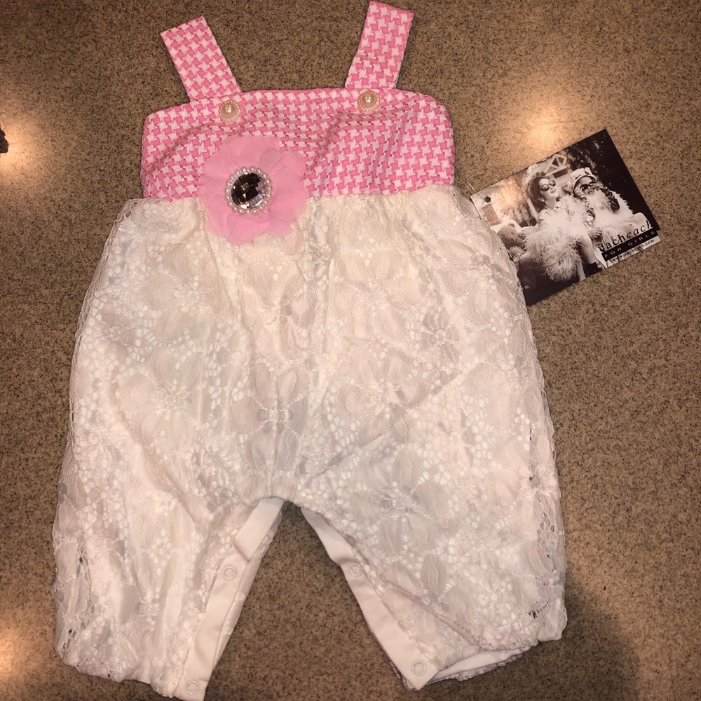 COPY - 6 mos Cach Cach NWT one piece pink and rhinestone